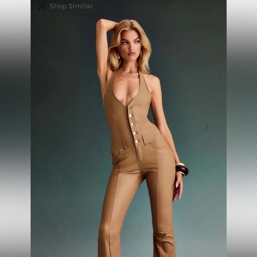 RETROFETE CYNTHIA COATED DENIM JUMPSUIT - never been worn